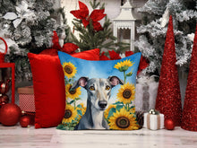 Load image into Gallery viewer, Greyhound in Sunflowers Throw Pillow - 14x14 Decorative Pillow – Art for Your Home &amp; Patio