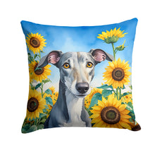 Load image into Gallery viewer, Greyhound in Sunflowers Throw Pillow