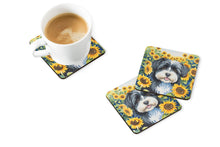 Load image into Gallery viewer, Havanese in Sunflowers Coasters - Set of 4 Lightweight Foam, Absorbent Drink Coasters