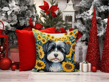 Load image into Gallery viewer, Havanese in Sunflowers Throw Pillow - 14x14 Decorative Pillow – Art for Your Home &amp; Patio