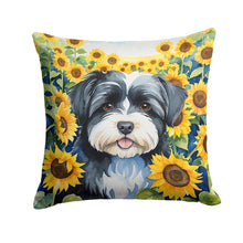 Load image into Gallery viewer, Havanese in Sunflowers Throw Pillow - 14x14 Decorative Pillow – Art for Your Home &amp; Patio