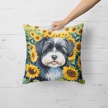 Load image into Gallery viewer, Havanese in Sunflowers Throw Pillow