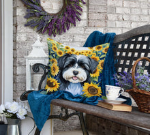 Load image into Gallery viewer, Havanese in Sunflowers Throw Pillow
