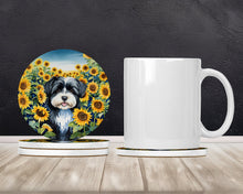Load image into Gallery viewer, Havanese in Sunflowers Large Sandstone Coasters Pack of 4