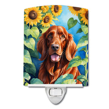 Load image into Gallery viewer, Irish Setter in Sunflowers Ceramic Night Light