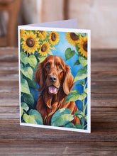 Load image into Gallery viewer, Irish Setter in Sunflowers Greeting Cards - Blank Note Cards – 8-Pack of Artist-Designed Cards with Envelopes