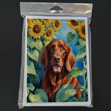 Load image into Gallery viewer, Irish Setter in Sunflowers Greeting Cards - Blank Note Cards – 8-Pack of Artist-Designed Cards with Envelopes