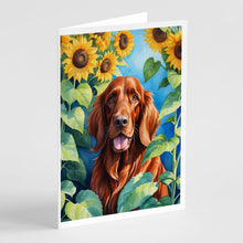 Load image into Gallery viewer, Irish Setter in Sunflowers Greeting Cards - Blank Note Cards – 8-Pack of Artist-Designed Cards with Envelopes
