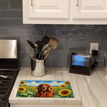 Load image into Gallery viewer, Irish Setter in Sunflowers Cutting Board Tempered Glass Kitchen Cutting Surface, Heat Resistant Chopping Board with Non-Slip Feet, Decorative Food Prep &amp; Serving