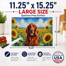 Load image into Gallery viewer, Irish Setter in Sunflowers Cutting Board Tempered Glass Kitchen Cutting Surface, Heat Resistant Chopping Board with Non-Slip Feet, Decorative Food Prep &amp; Serving