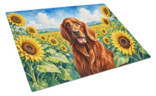 Load image into Gallery viewer, Irish Setter in Sunflowers Cutting Board Tempered Glass Kitchen Cutting Surface, Heat Resistant Chopping Board with Non-Slip Feet, Decorative Food Prep &amp; Serving