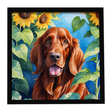 Load image into Gallery viewer, Irish Setter in Sunflowers Framed Metal Print