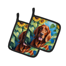 Load image into Gallery viewer, Irish Setter in Sunflowers Pot Holders - Set of 2 Decorative Kitchen Helpers | Made in the USA