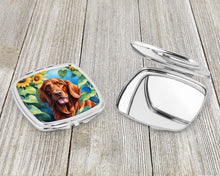 Load image into Gallery viewer, Irish Setter in Sunflowers Compact Mirror – Stylish Purse Mirror with Artistic Covers