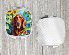 Load image into Gallery viewer, Irish Setter in Sunflowers Compact Mirror – Stylish Purse Mirror with Artistic Covers