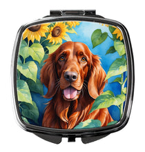 Load image into Gallery viewer, Irish Setter in Sunflowers Compact Mirror – Stylish Purse Mirror with Artistic Covers