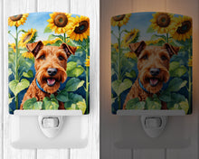 Load image into Gallery viewer, Irish Terrier in Sunflowers Ceramic Night Light