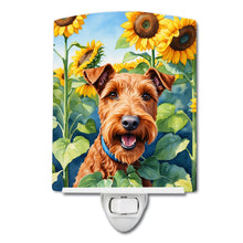 Load image into Gallery viewer, Irish Terrier in Sunflowers Ceramic Night Light