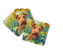 Load image into Gallery viewer, Irish Terrier in Sunflowers Coasters - Set of 4 Lightweight Foam, Absorbent Drink Coasters