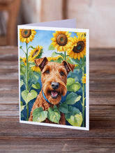 Load image into Gallery viewer, Irish Terrier in Sunflowers Greeting Cards - Blank Note Cards – 8-Pack of Artist-Designed Cards with Envelopes