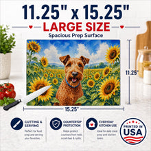 Load image into Gallery viewer, Irish Terrier in Sunflowers Cutting Board Tempered Glass Kitchen Cutting Surface, Heat Resistant Chopping Board with Non-Slip Feet, Decorative Food Prep &amp; Serving