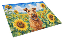 Load image into Gallery viewer, Irish Terrier in Sunflowers Cutting Board Tempered Glass Kitchen Cutting Surface, Heat Resistant Chopping Board with Non-Slip Feet, Decorative Food Prep &amp; Serving