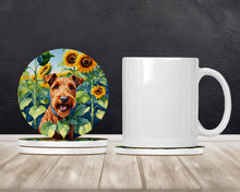 Load image into Gallery viewer, Irish Terrier in Sunflowers Large Sandstone Coasters Pack of 4