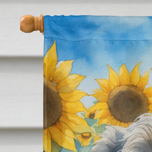 Load image into Gallery viewer, Irish Wolfhound in Sunflowers House Flag