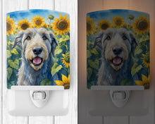 Load image into Gallery viewer, Irish Wolfhound in Sunflowers Ceramic Night Light