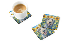 Load image into Gallery viewer, Irish Wolfhound in Sunflowers Coasters - Set of 4 Lightweight Foam, Absorbent Drink Coasters