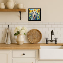 Load image into Gallery viewer, Irish Wolfhound in Sunflowers Framed Metal Print