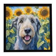 Load image into Gallery viewer, Irish Wolfhound in Sunflowers Framed Metal Print