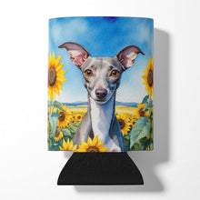 Load image into Gallery viewer, Italian Greyhound in Sunflowers Can or Bottle Hugger
