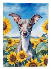 Load image into Gallery viewer, Italian Greyhound in Sunflowers House Flag
