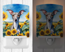 Load image into Gallery viewer, Italian Greyhound in Sunflowers Ceramic Night Light