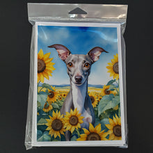 Load image into Gallery viewer, Italian Greyhound in Sunflowers Greeting Cards - Blank Note Cards – 8-Pack of Artist-Designed Cards with Envelopes