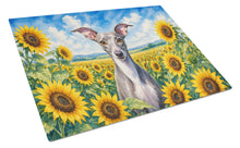 Load image into Gallery viewer, Italian Greyhound in Sunflowers Cutting Board Tempered Glass Kitchen Cutting Surface, Heat Resistant Chopping Board with Non-Slip Feet, Decorative Food Prep &amp; Serving