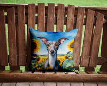 Load image into Gallery viewer, Italian Greyhound in Sunflowers Throw Pillow - 14x14 Decorative Pillow – Art for Your Home &amp; Patio