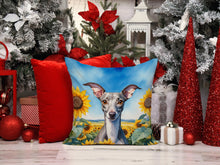 Load image into Gallery viewer, Italian Greyhound in Sunflowers Throw Pillow - 14x14 Decorative Pillow – Art for Your Home &amp; Patio
