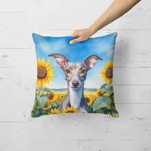 Load image into Gallery viewer, Italian Greyhound in Sunflowers Throw Pillow