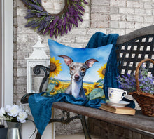 Load image into Gallery viewer, Italian Greyhound in Sunflowers Throw Pillow