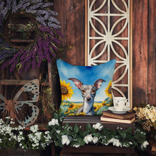 Load image into Gallery viewer, Italian Greyhound in Sunflowers Throw Pillow