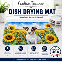 Load image into Gallery viewer, Jack Russell Terrier in Sunflowers Dish Drying Mat Absorbent Dish Drying Mat Pad for Kitchen Counter Dish Drainer Mat for Countertop, 14 x 21", Multicolor
