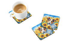 Load image into Gallery viewer, Jack Russell Terrier in Sunflowers Coasters - Set of 4 Lightweight Foam, Absorbent Drink Coasters