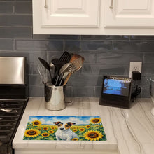 Load image into Gallery viewer, Jack Russell Terrier in Sunflowers Cutting Board Tempered Glass Kitchen Cutting Surface, Heat Resistant Chopping Board with Non-Slip Feet, Decorative Food Prep &amp; Serving