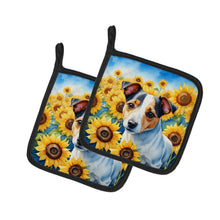 Load image into Gallery viewer, Jack Russell Terrier in Sunflowers Pot Holders - Set of 2 Decorative Kitchen Helpers | Made in the USA