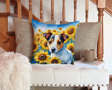 Load image into Gallery viewer, Jack Russell Terrier in Sunflowers Throw Pillow - 14x14 Decorative Pillow – Art for Your Home &amp; Patio