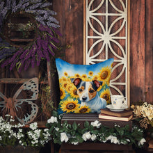 Load image into Gallery viewer, Jack Russell Terrier in Sunflowers Throw Pillow - 14x14 Decorative Pillow – Art for Your Home &amp; Patio