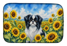 Load image into Gallery viewer, Japanese Chin in Sunflowers Dish Drying Mat Absorbent Dish Drying Mat Pad for Kitchen Counter Dish Drainer Mat for Countertop, 14 x 21", Multicolor