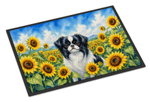 Load image into Gallery viewer, Japanese Chin in Sunflowers Doormat Front Door Mat Indoor Outdoor Rugs for Entryway, Non Slip Washable Low Pile, 18H X 27W